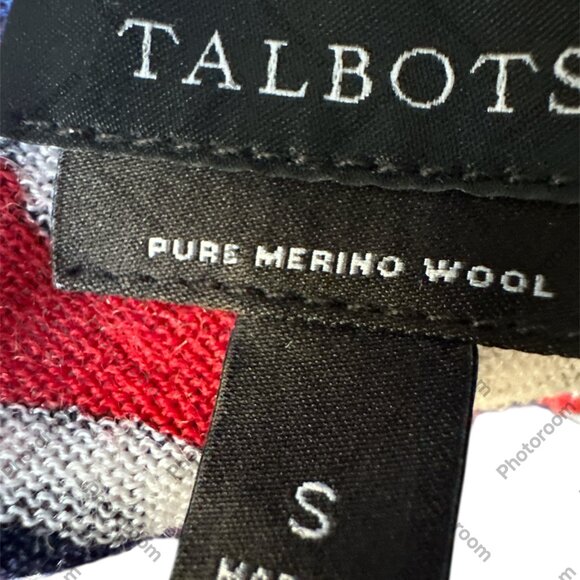 Talbots Small Red Blue Floral VNeck Merino Wool Long Sleeve Sweater - Picture 4 of 4